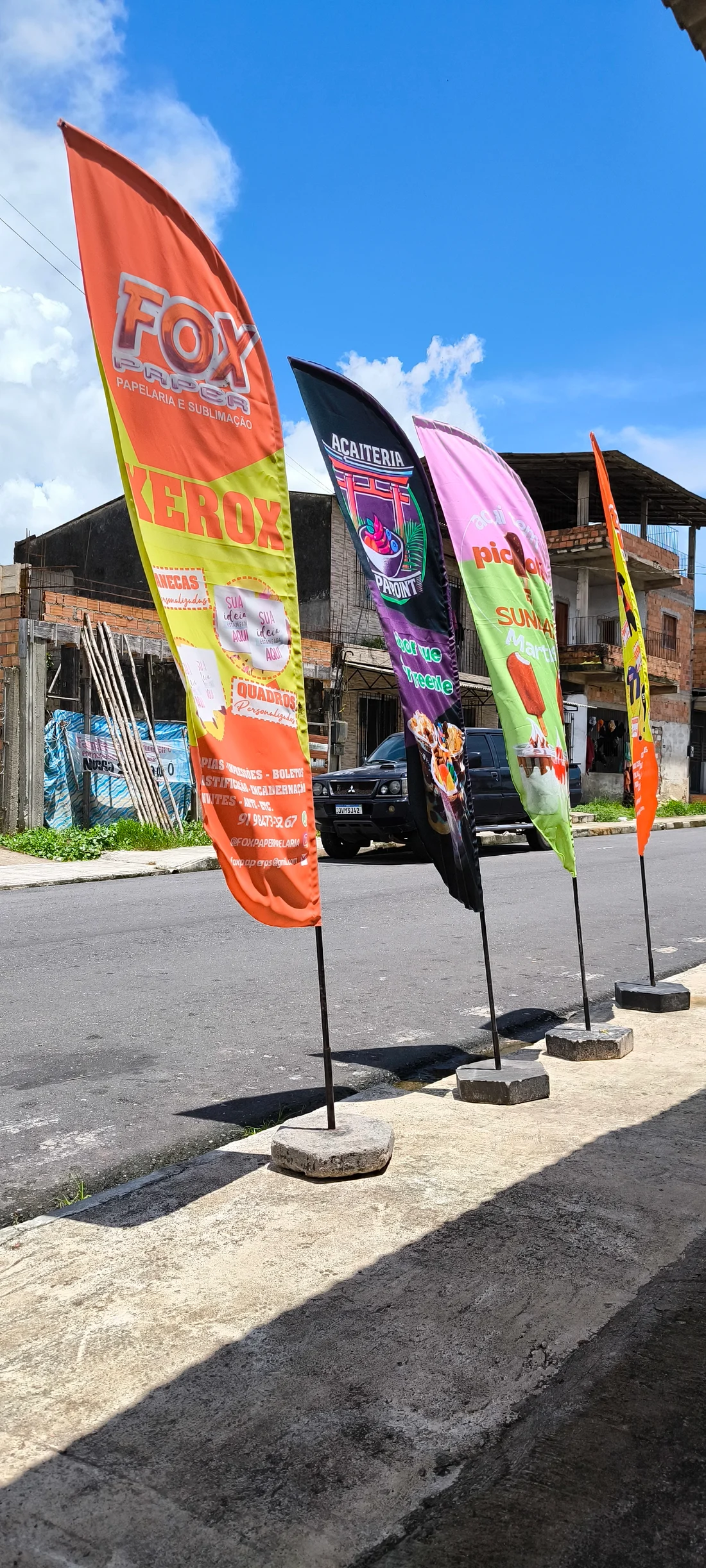 Exemplo de wind banner personalizado produzido pela Fox Paper